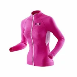 X-Bionic The Trick Full Zip Langærmet Cykeltrøje Til Kvinder (pink / Hvid)